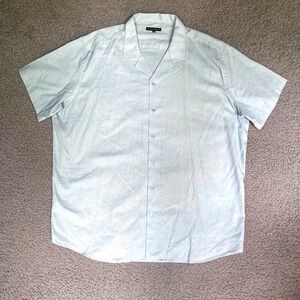 Alain Dupetit Hemp Woven Baby Blue Shirt Mens XXXL Eco Casual Button Up 3XL EUC